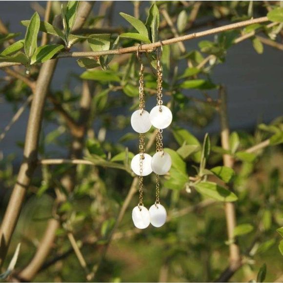 Handmade 14kt Gold Filled Chain & Shell Earrings - Picture 5 of 5